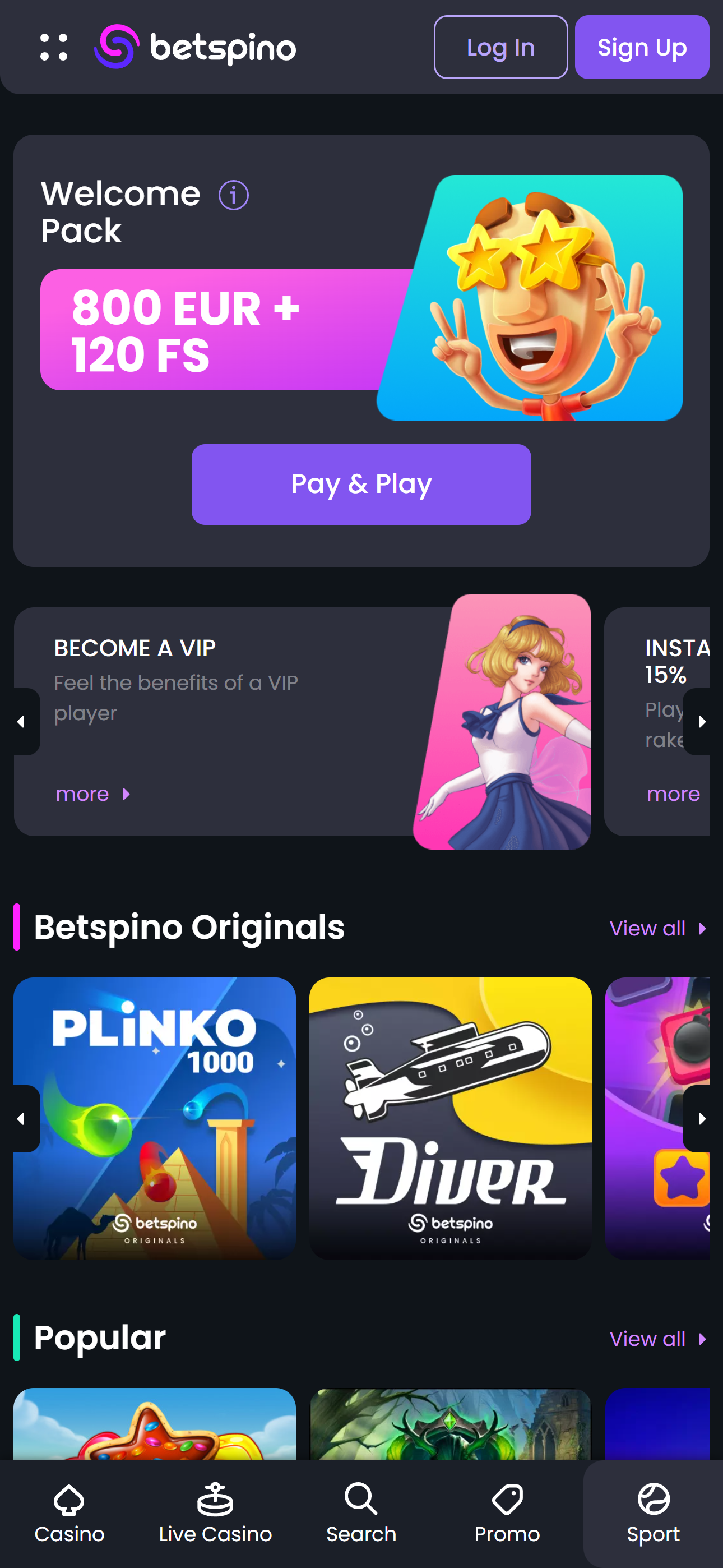 Betspino Casino — mobiel